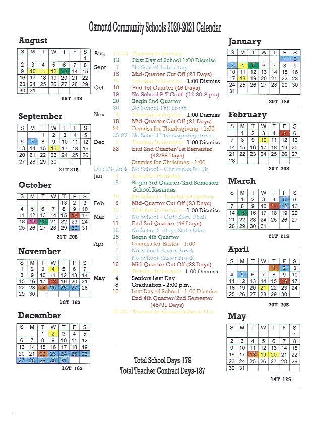 Osmond Community School Holiday Calendar 20222023 District School